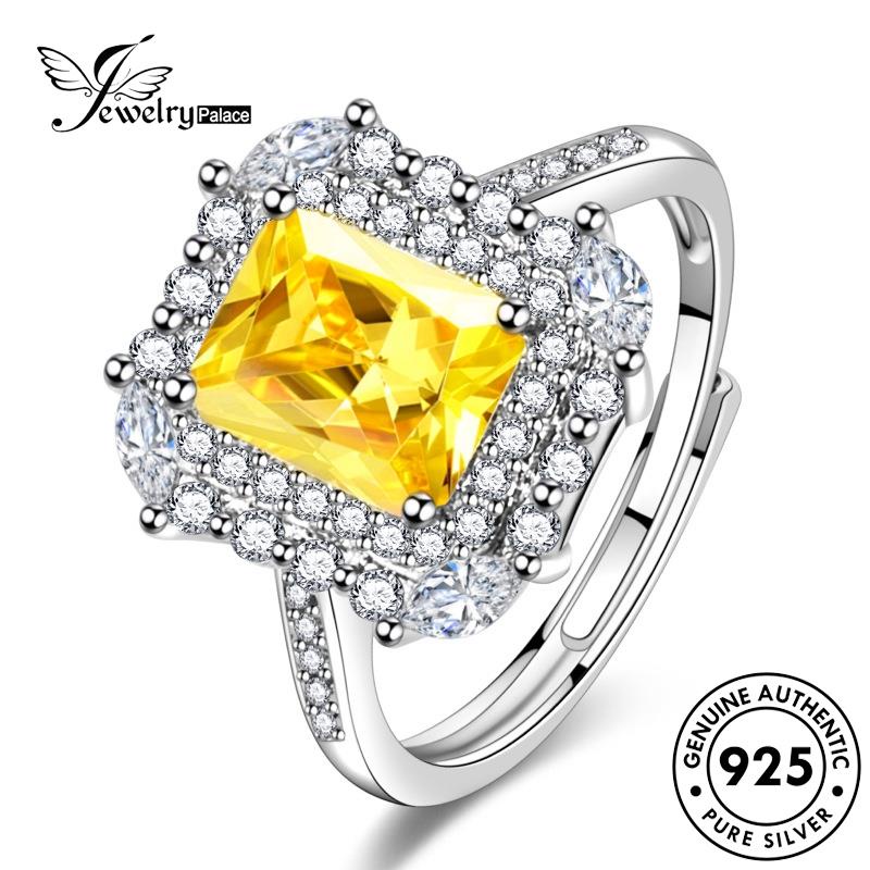 Jewelrypalace Cincin Perak Retro Citrine Wanita Asli Kotak925 R481