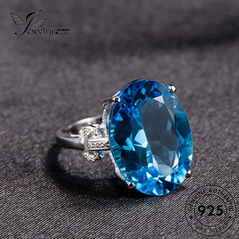 Jewelrypalace Kepribadian Perak925 Cincin Oval Aquamarine Wanita Asli R565