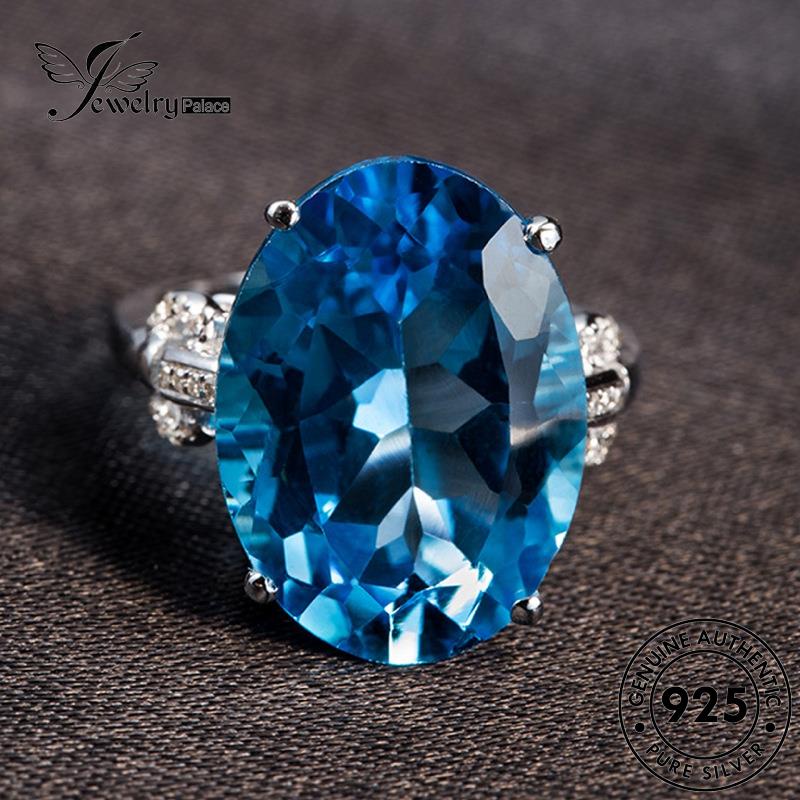 Jewelrypalace Kepribadian Perak925 Cincin Oval Aquamarine Wanita Asli R565