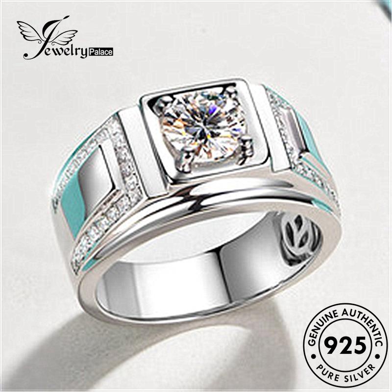 Jewelrypalace Asli Fashion Pria 925cincin Perak Moissanite Berlian R592