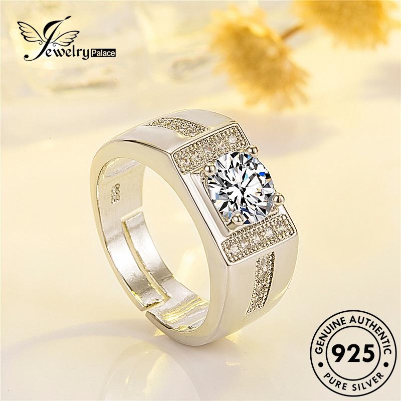 Jewelrypalace Pria Cincin Berlian Moissanite Asli Fashion Perak925 R642