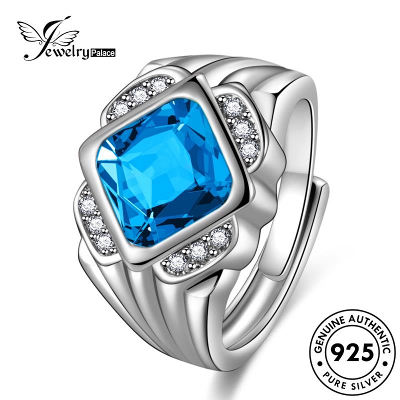 Jewelrypalace Cincin Kotak Retro Perak925 Pria Emerald Original R774