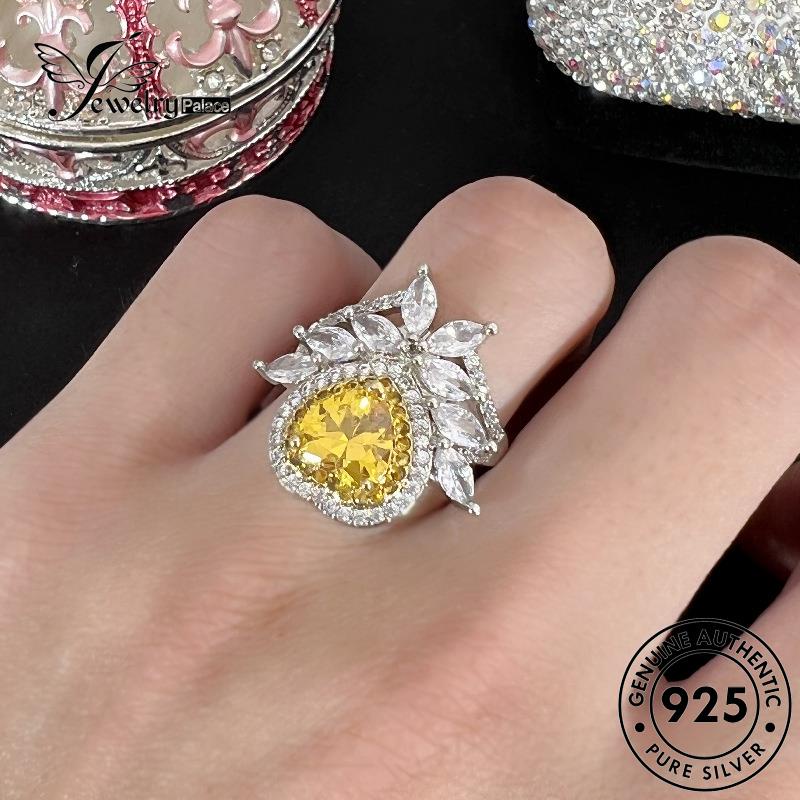 Tempat Perhiasan925 Cincin Love Wanita Citrine Perak Asli Mewah R823