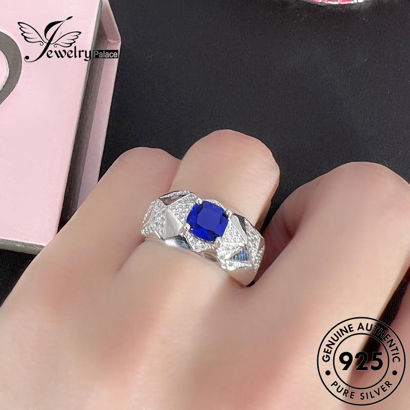 Jewelrypalace Kepribadian Wanita Asli Segitiga Safir Cincin Perak925 R858