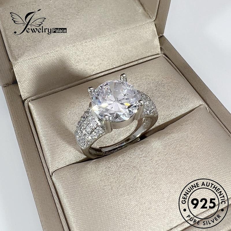 Jewelrypalace Moissanite Perak Wanita Cincin Berlian Klasik Asli Bulat Emas925 R884