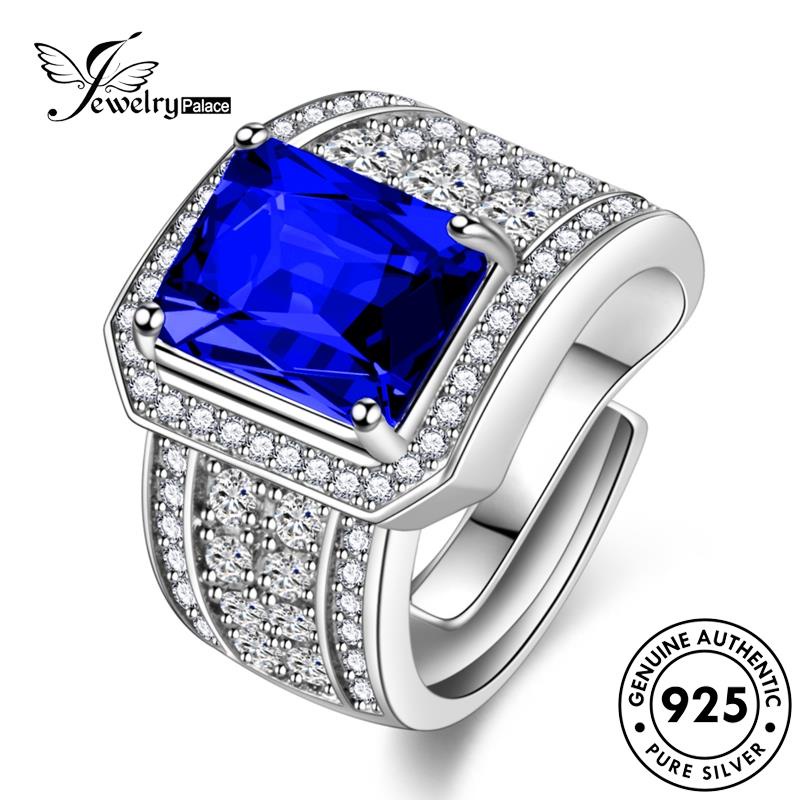 Jewelrypalace Square Cincin Mewah Perak Safir Wanita925 Asli R910