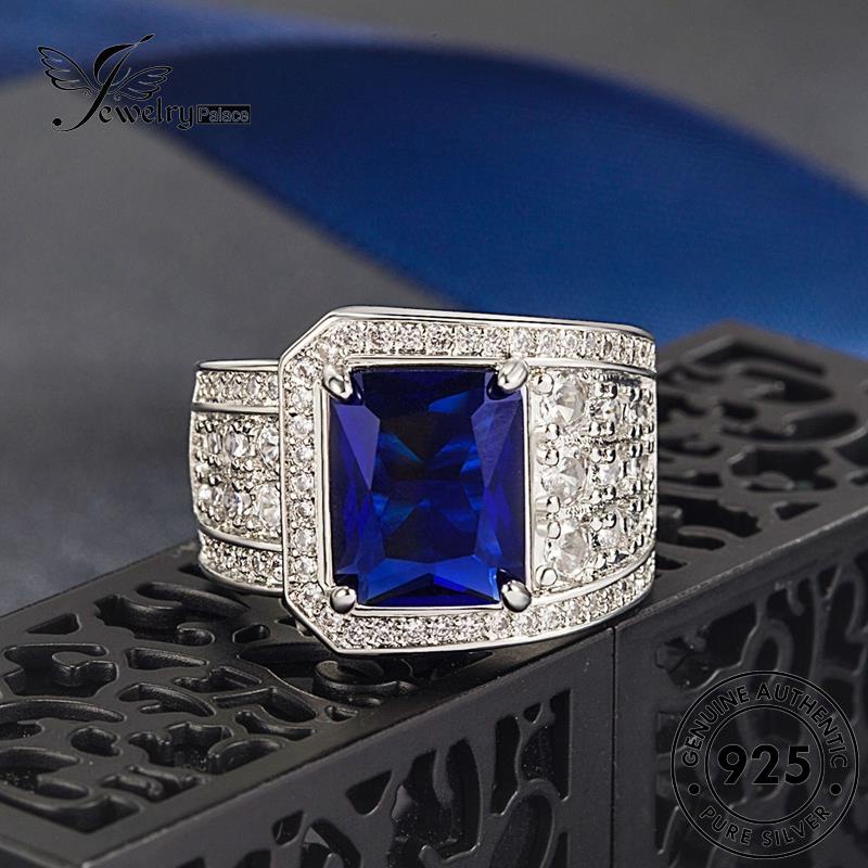 Jewelrypalace Square Cincin Mewah Perak Safir Wanita925 Asli R910