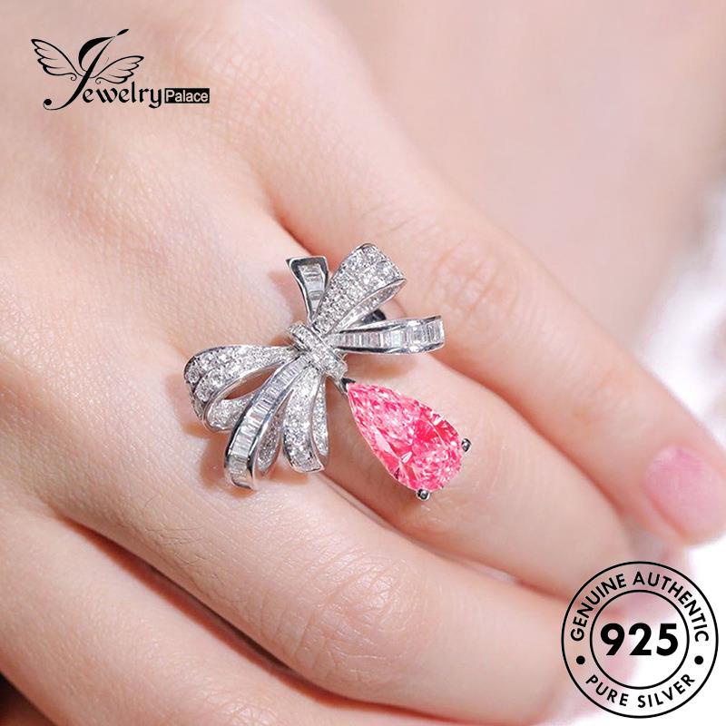 Jewelrypalace Personalized Original Bow Silver Moissanite Rings Berlian925 Wanita R919