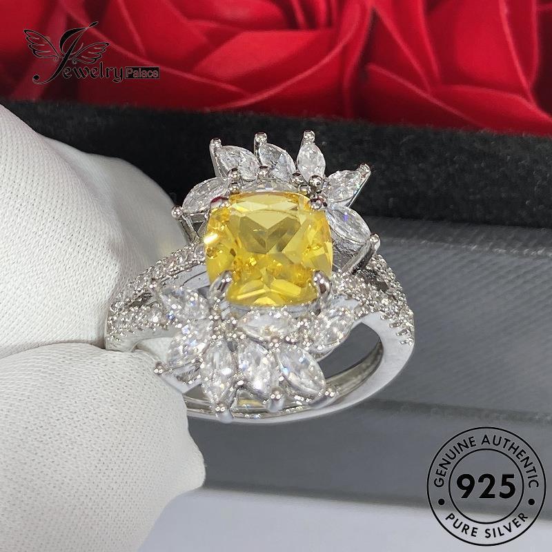 Jewelrypalace Citrine Original Cincin Perak925Bunga Mewah Wanita R921