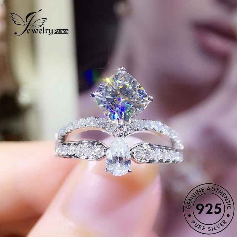 Jewelrypalace Perak Asli Wanita Cincin Mahkota Simple Berlian925 Moissanite R928