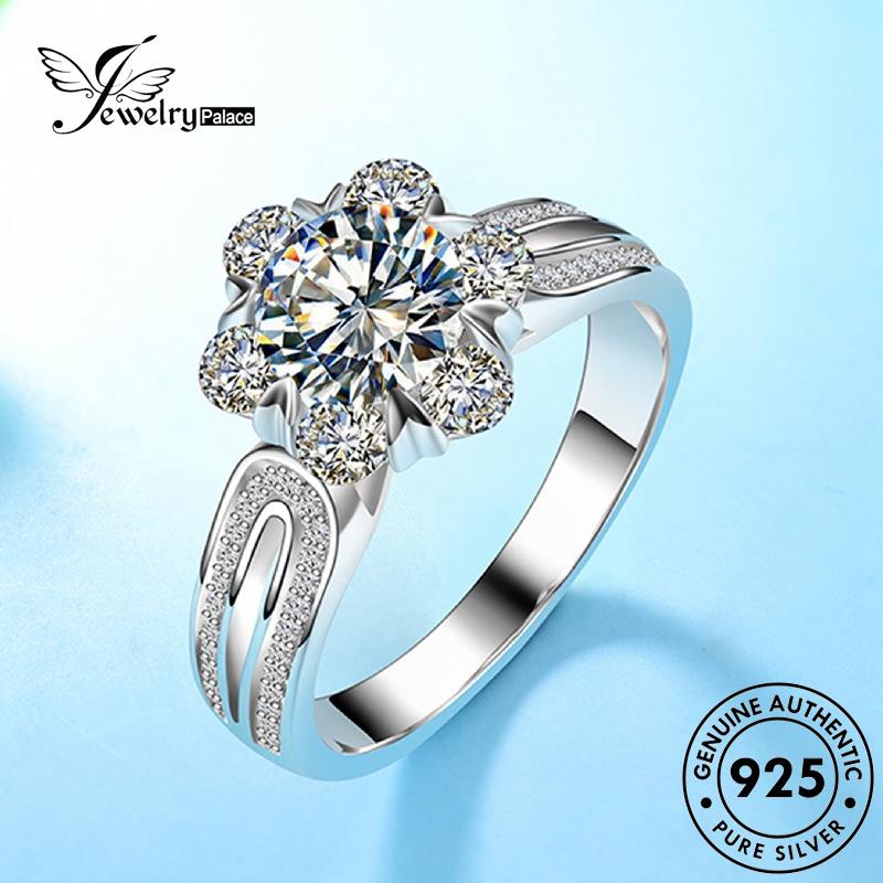 Jewelrypalace Snowflake Rings925 Wanita Temperamen Perak Berlian Asli Moissanite R1104