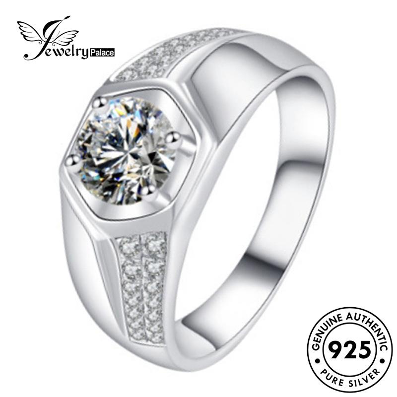 Jewelrypalace Moissanite Fashion Pria Cincin Berlian925 Perak Asli R1109