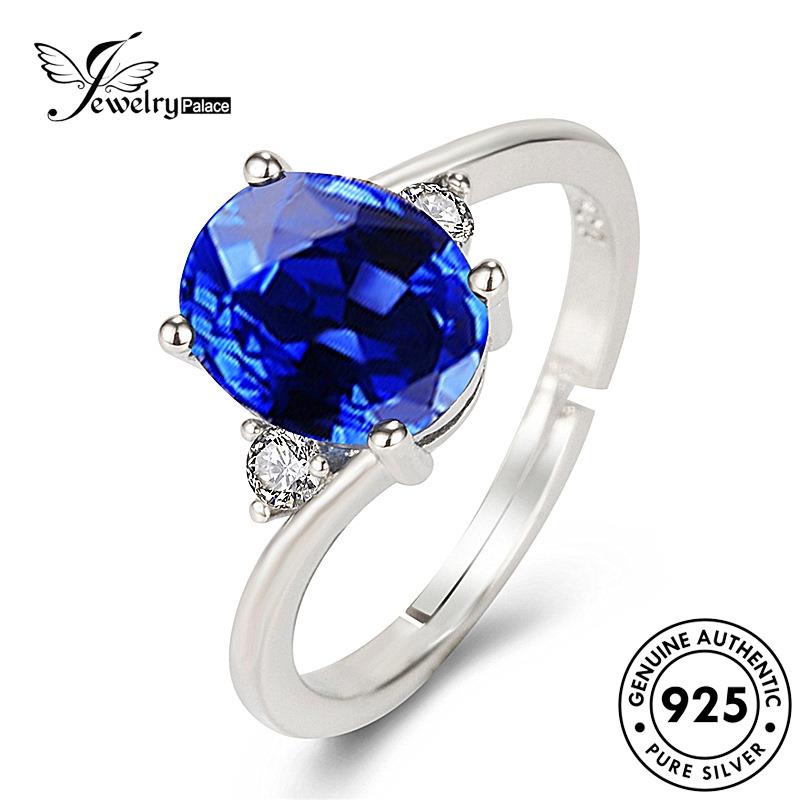 Jewelrypalace Cincin Wanita Perak Fashion Asli Sapphire Oval925 R1230