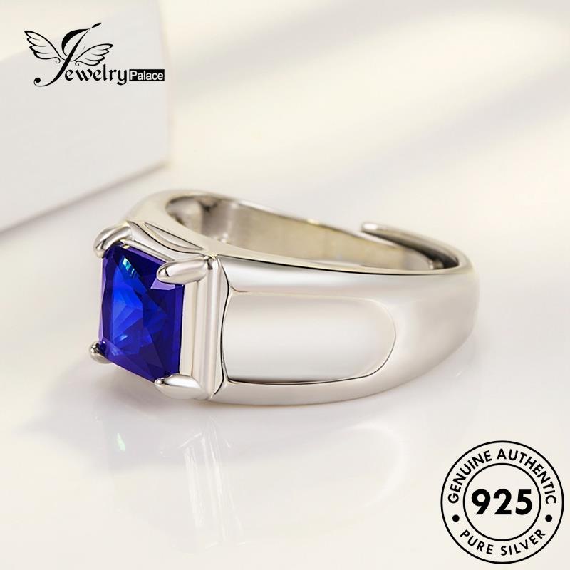 Jewelrypalace Cincin Simple Original Kotak Safir Pria925 Perak R1232