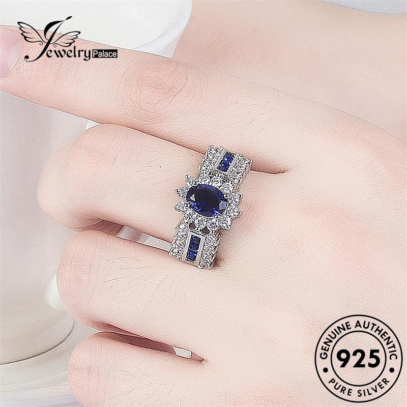 Jewelrypalace Temperamen Perak Asli Safir Wanita Rings925 Oval R1469