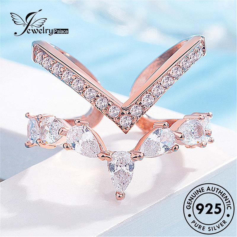 Jewelrypalace 925bentuk Cincin Berlian Moissanite Kepribadian Perak Emas Asli V Wanita R1525