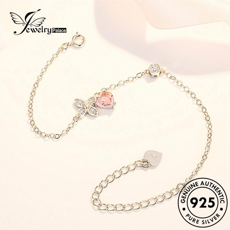 Perhiasantempat Daun Kristal Clover Simple925 Pink Perak Empat Asli Wanita Set Kalung Berlian S3