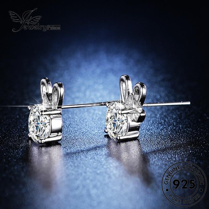 Jewelrypalace925 Asli Berlian Tusuk Bunny Perak Anting Wanita Moissanite E16