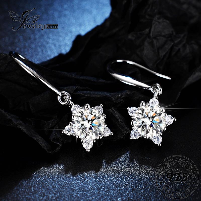 Jewelrypalace Berlian Asli925 Moissanite Kait Wanita Snowflake Anting Perak E19