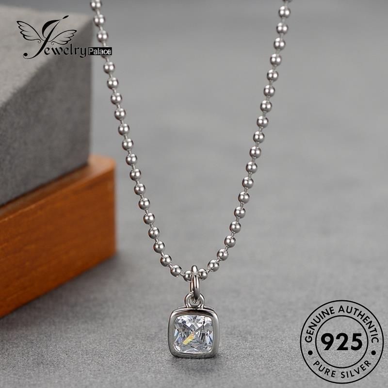 Jewelrypalace Perak Simple Berlian Wanita Kalung Asli Moissanite925 Berlian Kotak N40