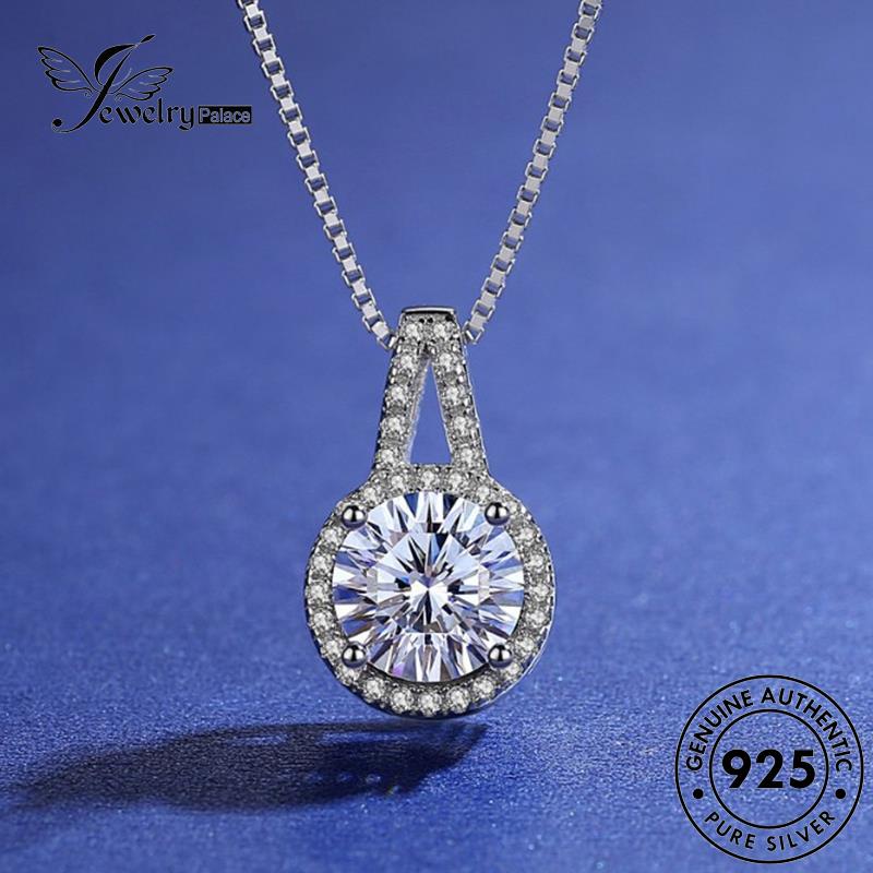 Jewelrypalace925 Berlian Moissanite Wanita Lingkaran Kalung Perak Asli Simple N109