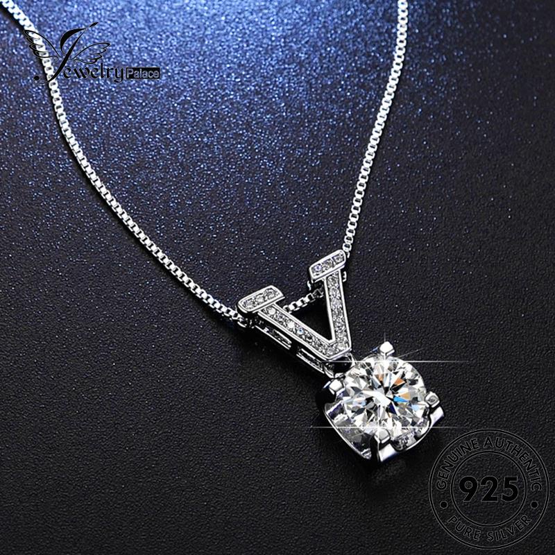 Jewelrypalace V Moissanite Asli Simple Kalung Perak Wanita Berlian925 N111