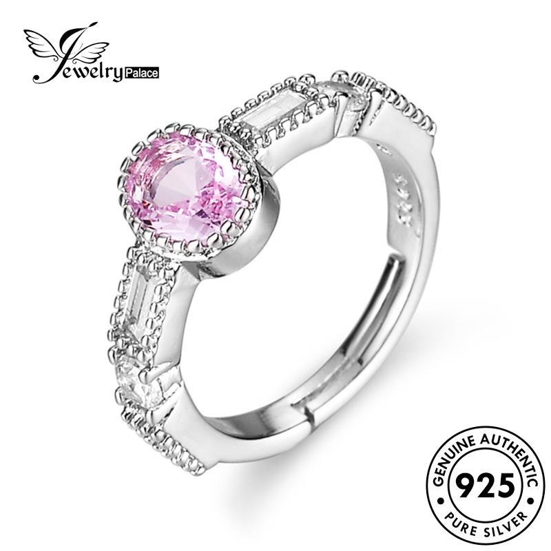 Jewelrypalace Perak Asli Wanita Cincin Temperamen Pink Kristal Oval925 Berlian R7