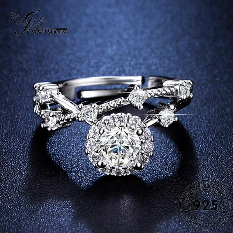 Tempat Perhiasan Wanita Perak Moissanite Asli Cincin Berlian Mahkota Simple925 R8