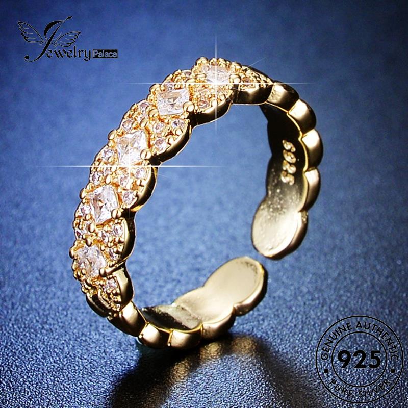 Jewelrypalace Square Emas Berlian Wanita925 Perak Asli Moissanite Creative Rings R30