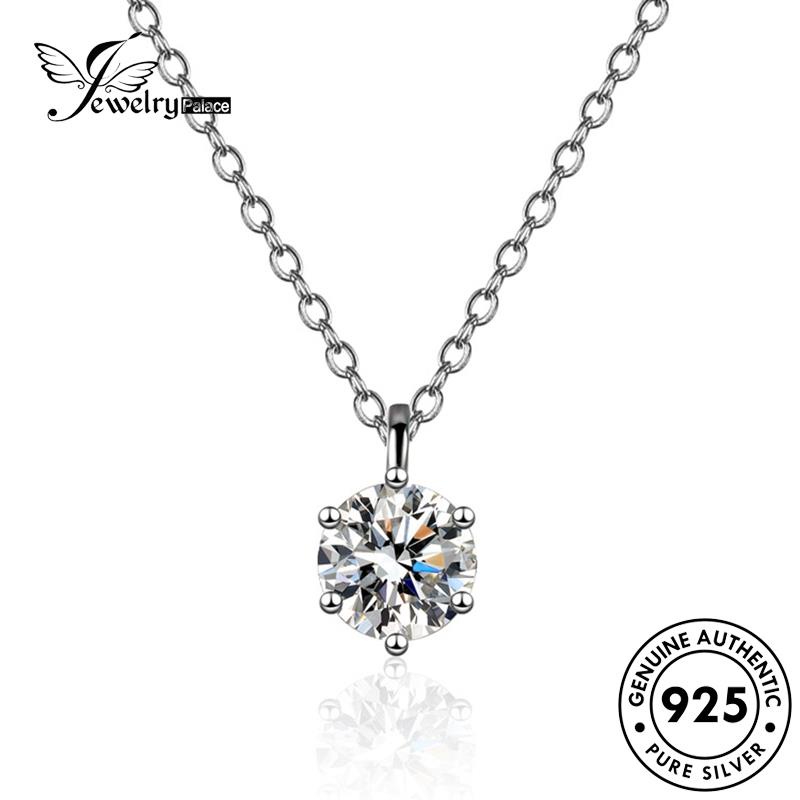 Jewelrypalace Moissanite Kalung Berlian Enam Simple Wanita925 Cakar Perak Asli N97