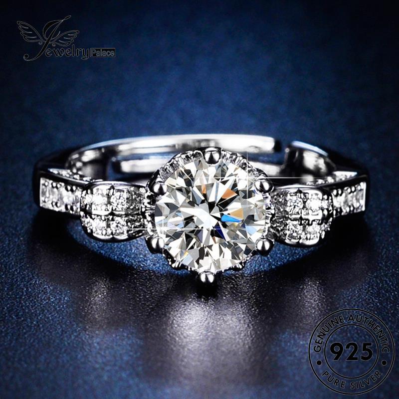 Jewelrypalace Original Cincin Wanita Berlian925 Moissanite Perak Klasik Bunga R145