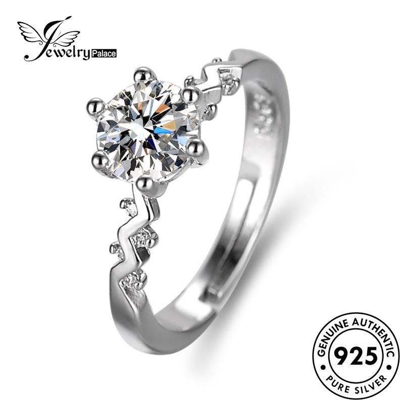 Jewelrypalace Cincin Asli Enam Perak Moissanite Cakar Berlian Klasik925 Wanita R171