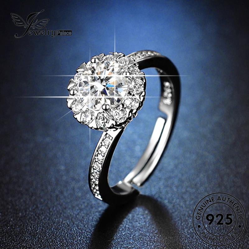 Jewelrypalace Perak925 Asli Moissanite Bunga Cincin Berlian Halus Wanita R403