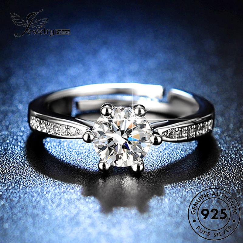 Jewelrypalace 925wanita Enam Klasik Berlian Moissanite Cakar Cincin Perak Asli R414