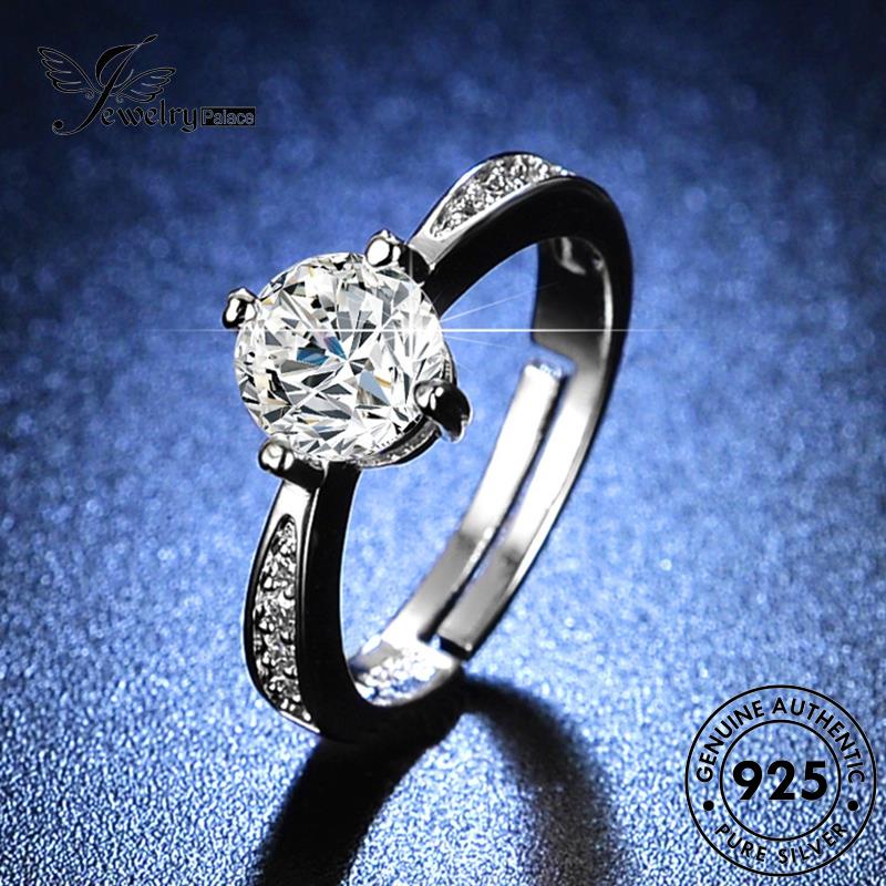 Jewelrypalace Asli Simple Wanita Perak Moissanite Rings Four-Claw925 Berlian Cinta R420