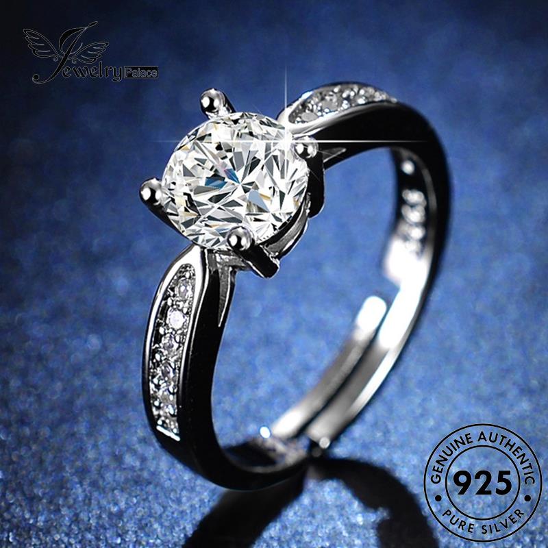 Jewelrypalace Cincin Wanita Moissanite Berlian Fashion Asli Cakar Perak Empat925 R423