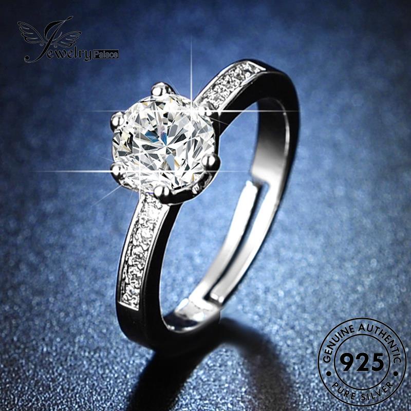 Jewelrypalace Cincin Berlian Perak Klasik Cakar Enam Moissanite Wanita Asli925 R424