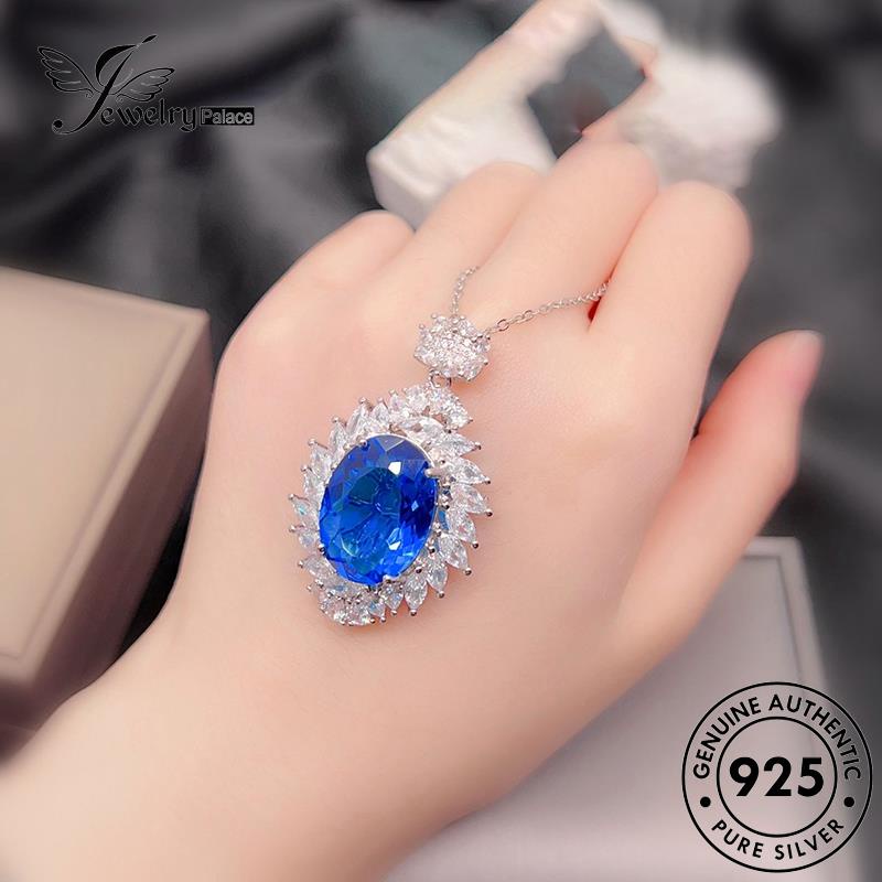 Jewelrypalace Sapphire Temperamen Wanita Kalung925 Perak Asli N1597