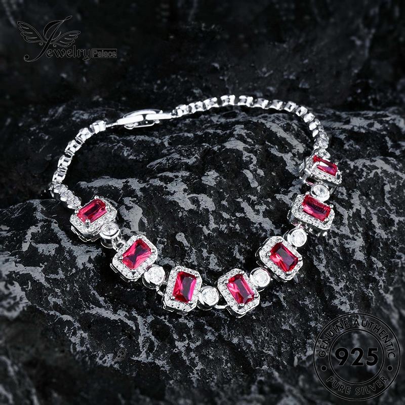 Jewelrypalace Gelang Berlian Fashion Perak Kotak925 Ruby Asli Wanita B603