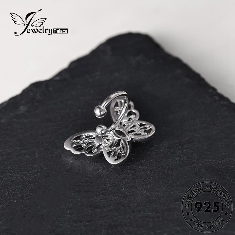 Jewelrypalace Wanita Asli Kupu-Kupu Hoop925 Berlian Moissanite Anting Perak E1321