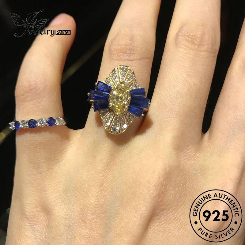 JEWELRYPALACE Original Perak Nikah Cincin 925 korea Aksesori Kawin Wanita Sterling Medieval Asli Silver Style Sapphire Silver Murni Perhiasan R2595