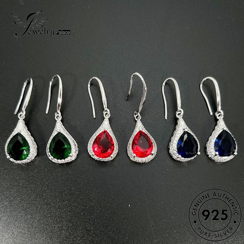 Jewelrypalace Drop925 Ruby Bentuk Kait Asli Wanita Anting Perak E721