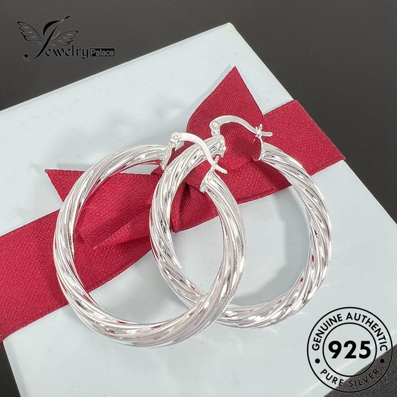 Jewelrypalace 925benang Asli Anting Hoop Wanita Perak Twist E727