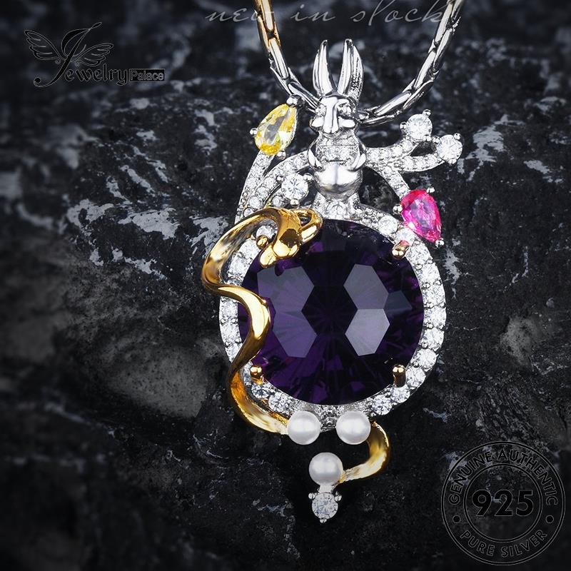 Jewelrypalace925 Kalung Amethyst Perak Asli Kelinci Set Wanita S629