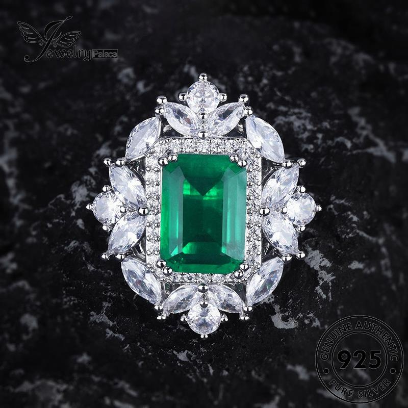 Tempat Perhiasan Wanita925 Kalung Set Persegi Asli Perak Emerald S631