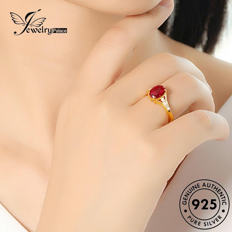 Jewelrypalace Cincin Emas Trisula Ruby Asli925 Hollow Perak Wanita R1703