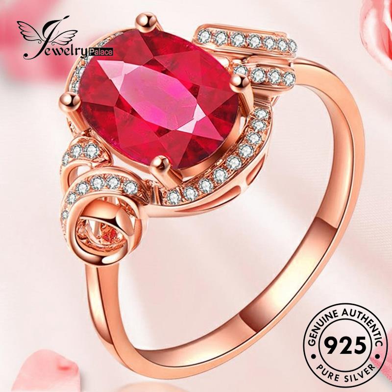 Jewelrypalace Cincin Perak Ruby Wanita925 Kuntum Asli R1710