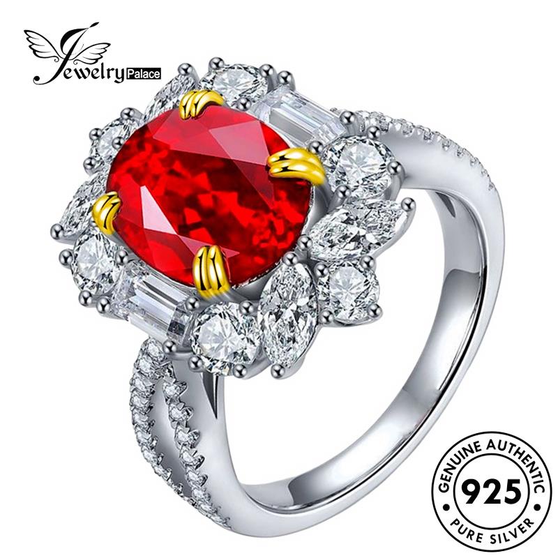 Tempat Perhiasan Wanita Perak Ruby925 Oval Cincin Asli R1715