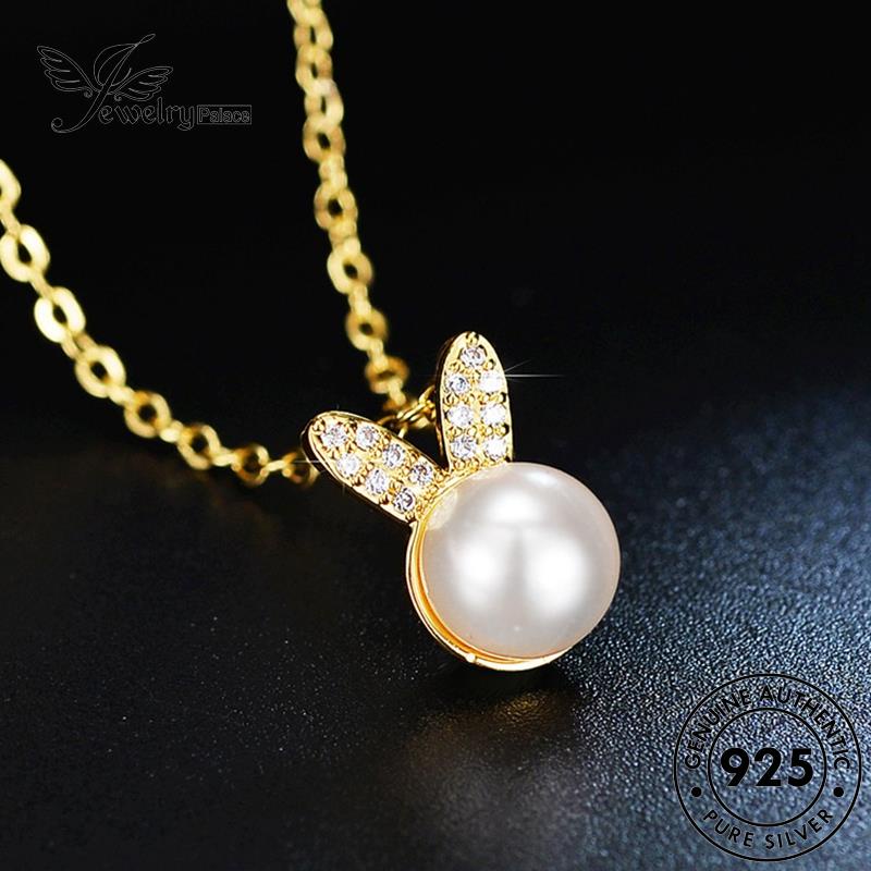 Jewelrypalace Kalung Lucu Perak925 Wanita Gold Mutiara Kelinci Asli N113