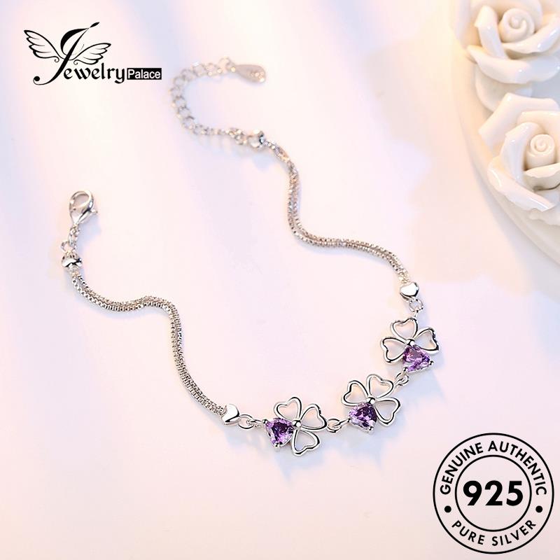 Jewelrypalace Gelang Perak Amethyst925 Bunga Hollow Wanita Asli B37